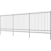 Tidyard Valla de Seguridad para Jardin con Punta Puntiaguda-Valla Estacada de Jardin-Valla de Acero-Negro 600x200cm